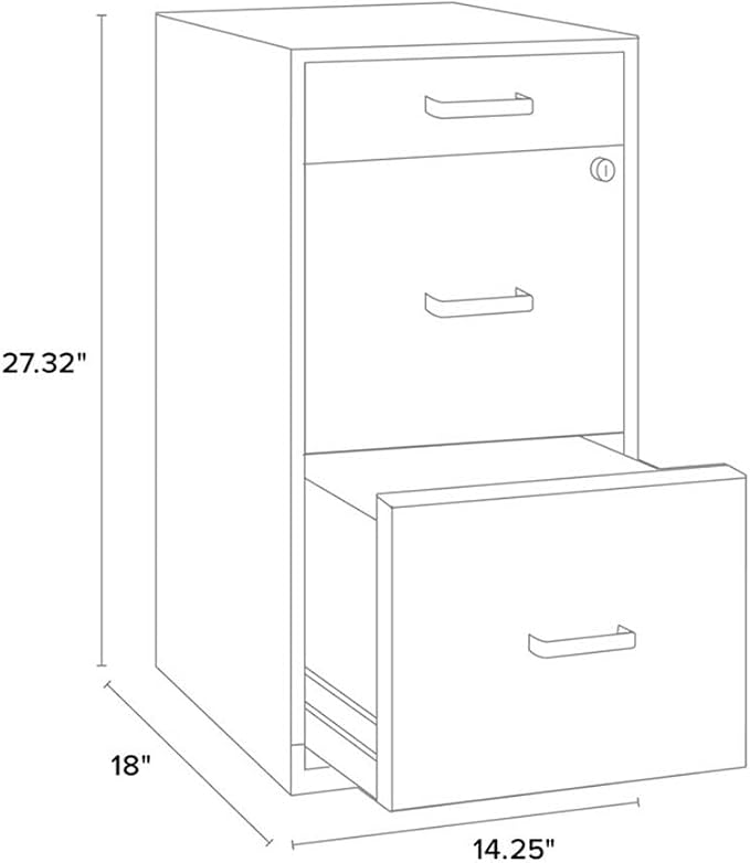 Hirsh Industries Space Solutions 18 inch 3 Drawer Metal File Cabinet with Pencil Drawer Gray