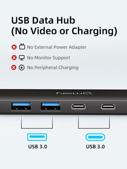 Dual USB C USB A 3.0 Hub: USB Hub 4 Ports with 2* USB-C 3.0 and 2* USB-A 3.0, Ultra Slim Portable USB Splitter Adapter for Laptop, PS4, Flash Drive, HDD, Xbox, Printer, Mouse, Keyboard, Computer