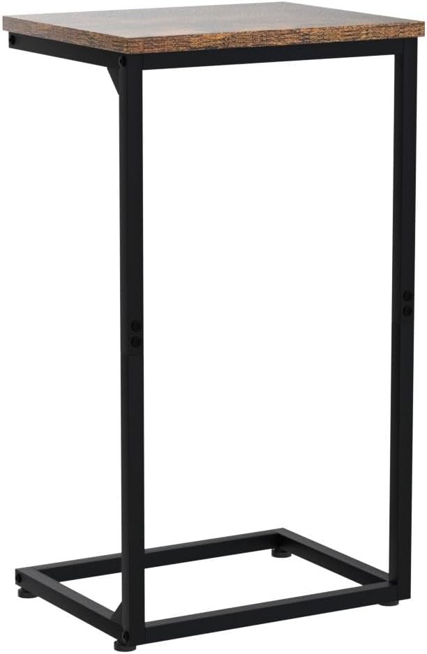 AMHANCIBLE C Shaped End Tables Set of 2, Couch Side Tables that Slide Under Sofa, Slim TV Trays for Living Room and Bedroom, Narrow Space Saving Laptop Workstation, Rustic Brown, HET02BBR