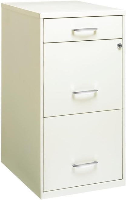 Pemberly Row Set of 5 Metal 3-Drawer Pearl White File Cabinet with Pencil-Drawer