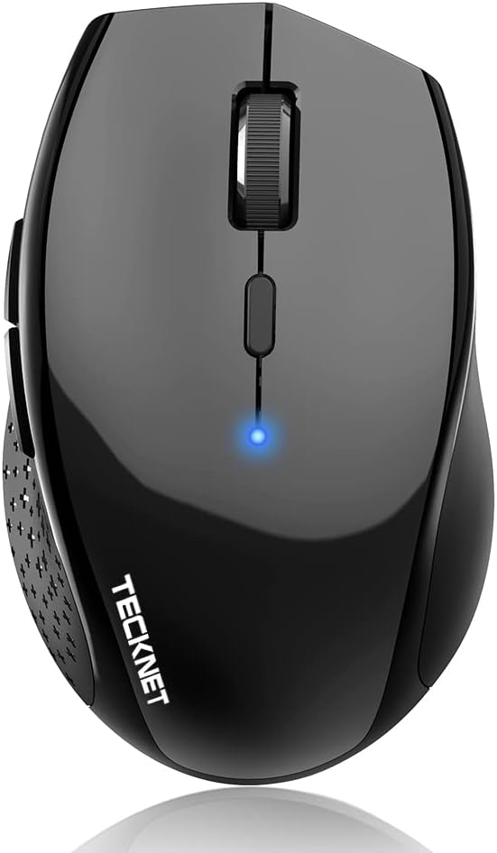 TECKNET 3-Device Bluetooth Mouse, Silent Wireless Mouse with 6-Level DPI up to 4800, 2-Year Battery, 6 Buttons for Wide Compatibility - Black