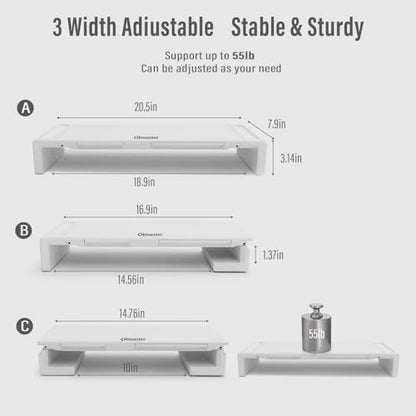 OImatser Monitor Stand Riser with USB 3.0 Hub & Type-C Port, Foldable Adjustable Computer Stand with Storage Drawer, Pen Slot & Phone Holder, Space Saving Laptop Stand for Home Office Desk Organization (White-3.0 HUB-Adapter)