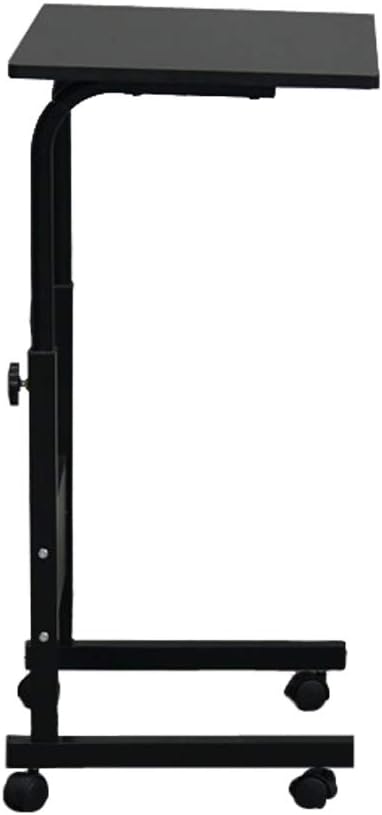 Karl home Mobile Side Table 31.5 inch Computer Desk with Wheels Height Adjustable Rolling Potable Laptop Cart, C-Shaped Bed Couch Sofa End Tables with Edge Stopper for Livingroom Bedroom, Black