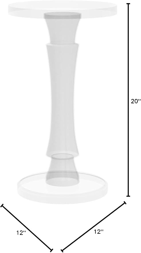 Artmaze Clear Acrylic Small End Table,Drink Table,for Office, Living Room and Bedroom, 12x12 inch，20 inch High