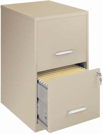 Scranton & Co Set of 2 18" D 2-Drawers Metal File Cabinet in Putty/Beige