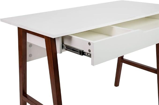 Flash Furniture Darla Computer Desk - White Home Office Desk with Storage Drawer - 42" Long Writing Desk for Bedroom