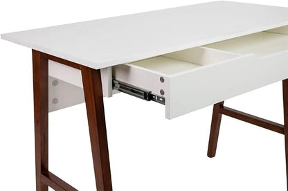 Flash Furniture Darla Computer Desk - White Home Office Desk with Storage Drawer - 42" Long Writing Desk for Bedroom