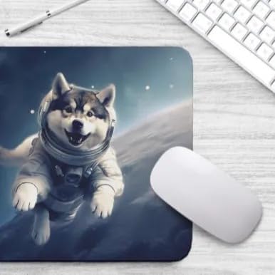 Mouse Pad Astronaut Dog in Space Mouse Pad Puppy floating in Space for Home Office Work Desk Computer Desktop Laptop for Dog Lovers (Alaskan Malamute)