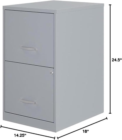 Scranton & Co Set of 2 18" D 2-Drawers Metal File Cabinet in Gray/Platinum