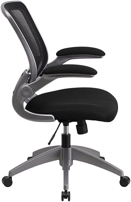 Flash Furniture Kale Mid-Back Black Mesh Swivel Ergonomic Task Office Chair with Gray Frame and Flip-Up Arms