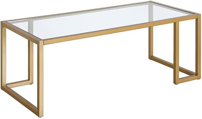 Henn&Hart 45" Wide Rectangular Coffee Table in Brass, for Home, Living Room, Bedroom, Entertainment Room, Office