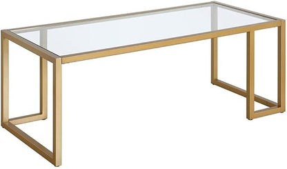 Henn&Hart 45" Wide Rectangular Coffee Table in Brass, for Home, Living Room, Bedroom, Entertainment Room, Office