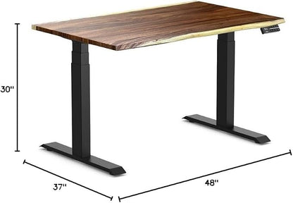 Desky Dual Hardwood Sit Stand Desk - Electric Standing Desk - Dual Motor,3 Stage Adjustable Height Desk - Solid Wood Whole-Piece Top - Standing Desk with Cable Management