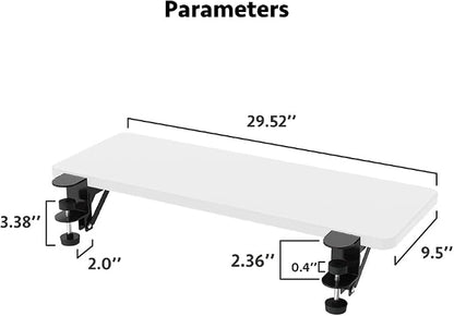 Ergonomics Desk Extender Tray, Suitable for Office. Foldable, Punch-Free Clamp on.Computer Keyborad Tray, Desk Extension Board (29.53"*9.45"(75cm*24cm), White Carbon Fiber)…