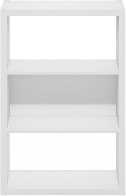 Furinno Viola Book Shelf, 3-Tier Bookshelf, Extra Thick Frame Bookcase with Open Shelf, Open Back Design, 11.3" x 23.2" x 35.9", for Living Room, Bedroom, Home Office, White
