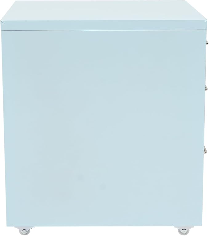 3 Drawers File Cabinet Locking Vertical File Cabinet Under Desk Small File Cabinet with Wheels for Home Office (Blue)