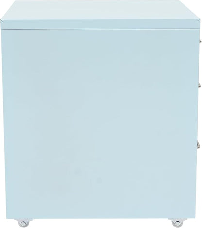 3 Drawers File Cabinet Locking Vertical File Cabinet Under Desk Small File Cabinet with Wheels for Home Office (Blue)