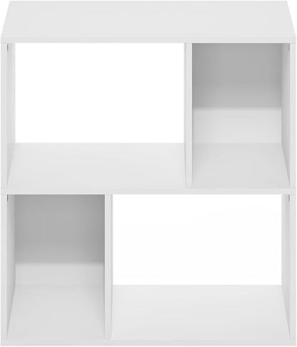 Furinno DALY Book Shelf, 4-Cube Bookshelf, Cube Storage Organizer Bookcase with Irregular Compartments, 11.7 x 23.6 x 24.7, for Living Room, Bedroom, Home Office, White