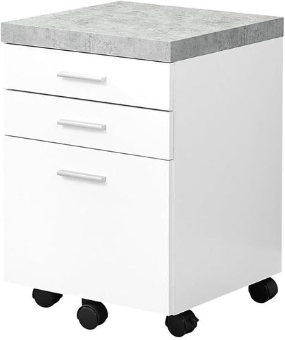 Monarch Specialties I 7051 File Cabinet, Rolling Mobile, Storage Drawers, Printer Stand, Office, Work, Laminate, Grey, White, Contemporary, Modern