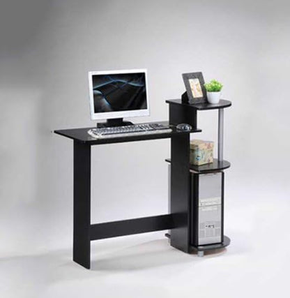 Furinno COMPACT Desk, 28.5" Wide Gaming Desk with Shelves, Computer Desk with Book Shelf, Office Desk for Home Office, Study Room, Dorm, Bedroom, Black