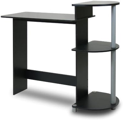 Furinno COMPACT Desk, 28.5" Wide Gaming Desk with Shelves, Computer Desk with Book Shelf, Office Desk for Home Office, Study Room, Dorm, Bedroom, Black