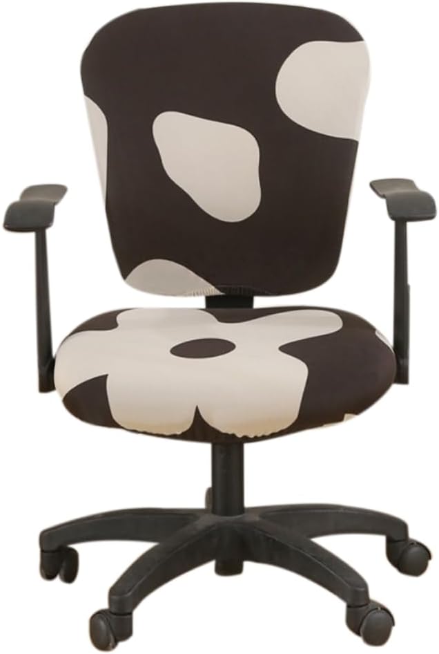 Jinzio Computer Office Chair Cover - Split Protective & Stretchable Cloth Polyester Universal Desk Task Chair Chair Covers Stretch Rotating Chair Slipcover (Black Candy)