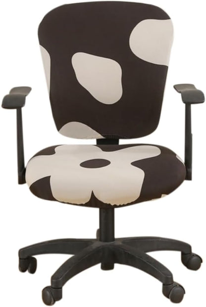 Jinzio Computer Office Chair Cover - Split Protective & Stretchable Cloth Polyester Universal Desk Task Chair Chair Covers Stretch Rotating Chair Slipcover (Black Candy)