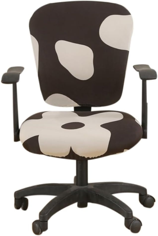Jinzio Computer Office Chair Cover - Split Protective & Stretchable Cloth Polyester Universal Desk Task Chair Chair Covers Stretch Rotating Chair Slipcover (Black Candy)