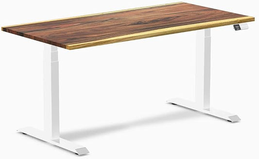 Desky Dual Hardwood Sit Stand Desk - Electric Standing Desk - Dual Motor,3 Stage Adjustable Height Desk - Solid Wood Whole-Piece Top - Standing Desk with Cable Management