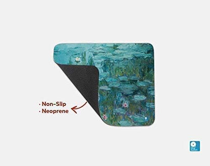 Water Lilies Monet Mouse Pad, Claude Monet Canvas Art Painting Neoprene Handmade Computer Mousepad, Home Office Gift