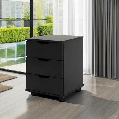 Farini 3-Drawer Vertical Filing Cabinet Rolling Wood Mobile File Cabinets Under Desk for Home Office with Casters,Black,Fully-Assembled