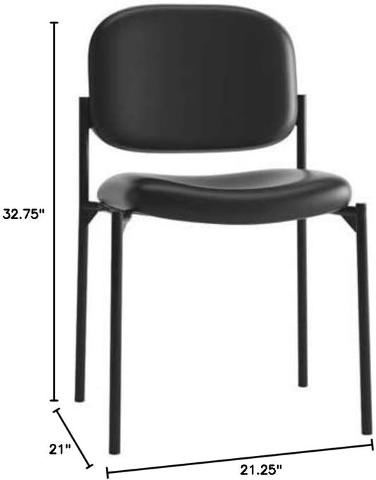 HON Scatter Guest Office Chair, Armless Leather Seating for Waiting Rooms, Lobbies, Conference Areas, and Offices, Stackable Side Chair for Reception and Training Spaces, Black