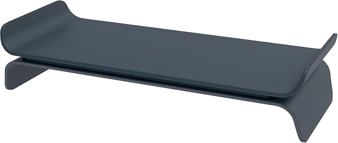 Leitz Ergo 65040089 Adjustable PC Monitor Stand, 2 Different Heights, Desktop Monitor Riser, Ergo Range, Dark Grey/White