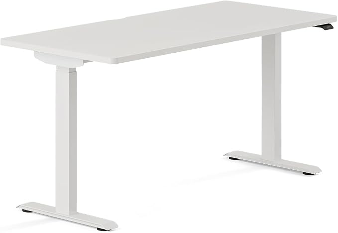 Branch Duo Standing Desk 58 Inches - Adjustable Standing Desk with 20” Range - OLED Control Panel - Frameless Design & Compact Size Suitable for Many Spaces - White Top - White Base