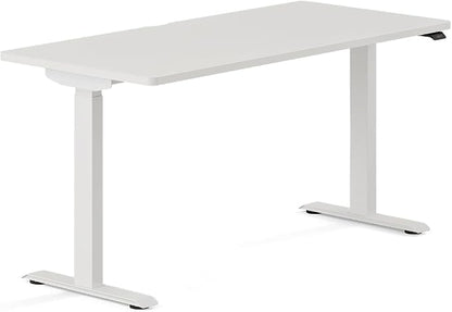 Branch Duo Standing Desk 58 Inches - Adjustable Standing Desk with 20” Range - OLED Control Panel - Frameless Design & Compact Size Suitable for Many Spaces - White Top - White Base
