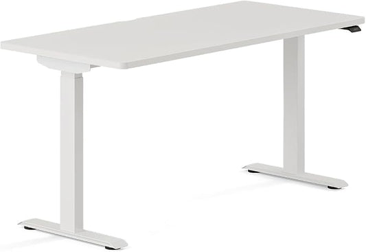 Branch Duo Standing Desk 58 Inches - Adjustable Standing Desk with 20” Range - OLED Control Panel - Frameless Design & Compact Size Suitable for Many Spaces - White Top - White Base