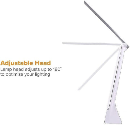 Bostitch Office KT-VLED1810-WHITE Powered Rechargeable Battery LED Desk Lamp, 3 Color Temperatures, Flip Open, White
