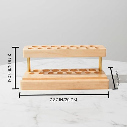 Pencil & Pen organizer for Desk,Wooden pen holder with Phone Stand for Office & Home,Solid Walnut Pencil Display Stand(Double-row - Natural Wood)