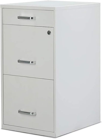 Staples 3-Drawer Vertical File Cabinet, Letter Size Documents, Lockable & Mobile, 18.9" D x 14.3" W x 26.9" H, White