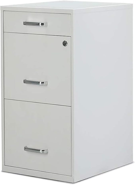 Staples 3-Drawer Vertical File Cabinet, Letter Size Documents, Lockable & Mobile, 18.9" D x 14.3" W x 26.9" H, White