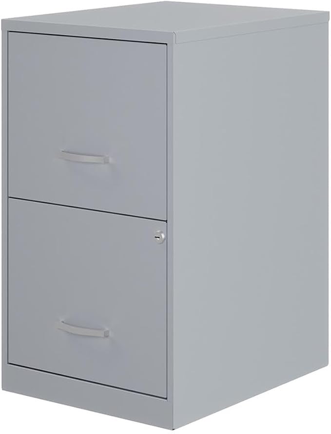 Scranton & Co Set of 2 18" D 2-Drawers Metal File Cabinet in Gray/Platinum
