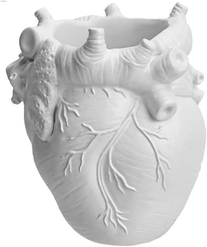 Heart-Shaped Pen Holder, 4.3" x 3.74" Human Heart Organ Shape Pen Holder, Gothic Makeup Brush Holder, 3D Realistic Hearts Anatomy Model for Makeup Brushes Pens,Desk Accessories (White)