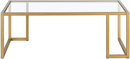 Henn&Hart 45" Wide Rectangular Coffee Table in Brass, for Home, Living Room, Bedroom, Entertainment Room, Office
