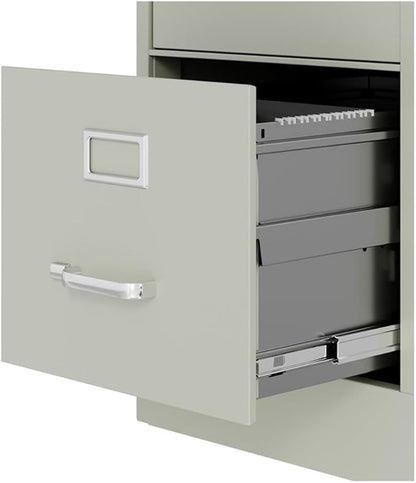 Scranton & Co 25" 4-Drawer Metal Letter Width Vertical Filing Cabinet in Gray, Lockable, Sturdy Steel Construction, Office or Home Use, Durable Letter Size File Storage