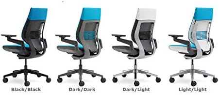 Steelcase Gesture Office Chair - Ebony Elmosoft Leather, Low Seat Height, Wrapped Back, Dark on Dark Frame, Lumbar Support