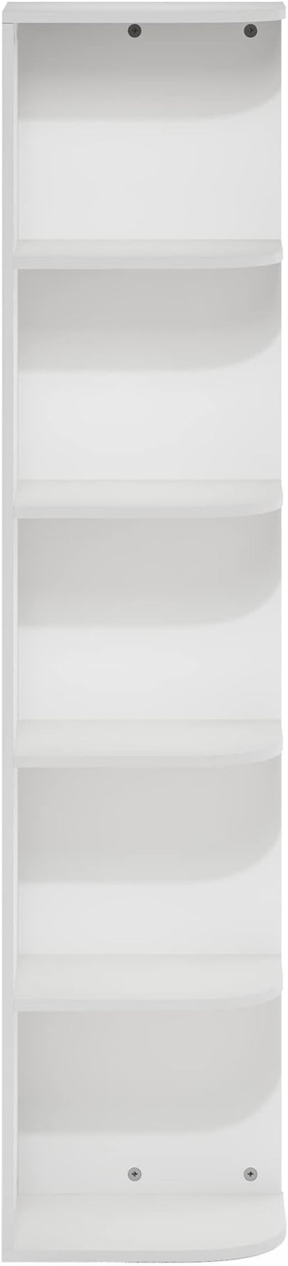 Furinno PASIR Book Shelf, 5-Tier Corner Bookshelf with Open Shelf, Standing Bookcase, 9.3 x 12 x 51.7, for Organization and Storage, for Living Room, Bedroom, Home Office, White