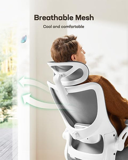 Marsail Ergonomic Office Chair with 3D Armrests, Pack of 5 | Office Desk Chair with High Back Mesh, Adjustable Lumbar Support, Rolling Work Swivel Task Chairs with Wheel, Headrest, home