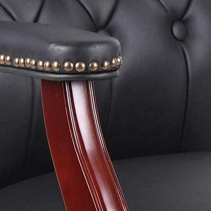 Ergonomic High Back Office Guest Chair - Black Leather Executive Single Chair for Reception & Conference Rooms, Waiting Room, Meeting, Lobby, Church, No Wheels with Arm Fixed Base Design