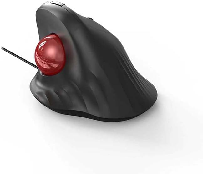 JOMAA Wired Trackball Mouse – 6-Button Ergonomic Design with CPI Switch (400/800/1200/1600), Red LED Indicator, 250Hz Polling Rate, Plug & Play, for PC, Laptop, Desktop (Red)