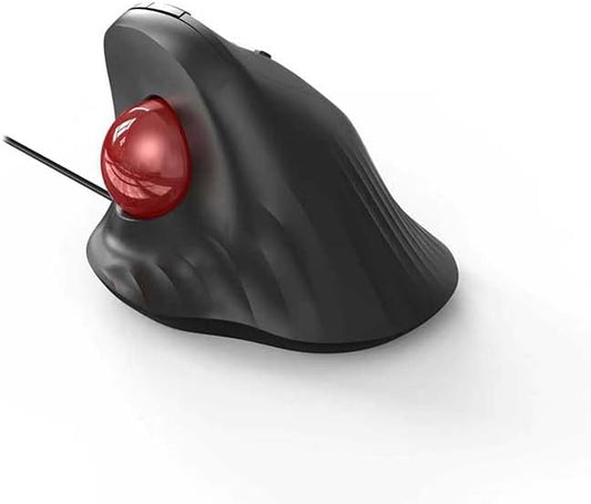 JOMAA Wired Trackball Mouse – 6-Button Ergonomic Design with CPI Switch (400/800/1200/1600), Red LED Indicator, 250Hz Polling Rate, Plug & Play, for PC, Laptop, Desktop (Red)